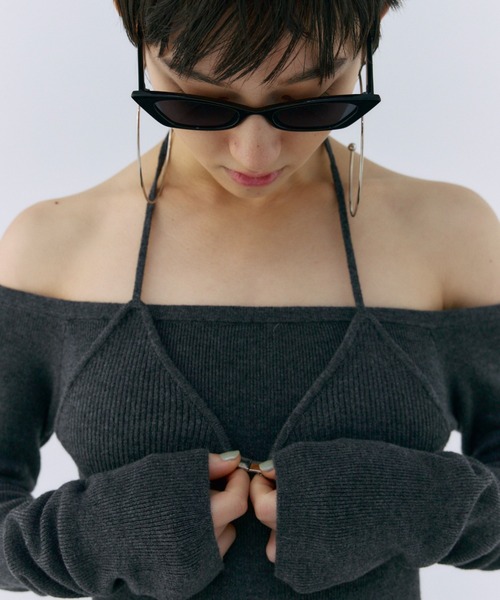 セール】OFF SHOULDER KNITDRESS/オフショルダーニットドレス