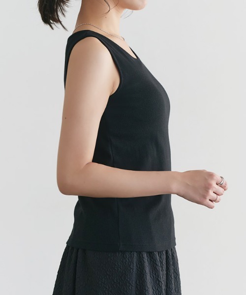 Pierrot（ピエロ）の「カップ付きタンクトップ（インナーウェア/肌着・レディース・オフホワイト/ブラック・S/M/L）」の21枚目の写真