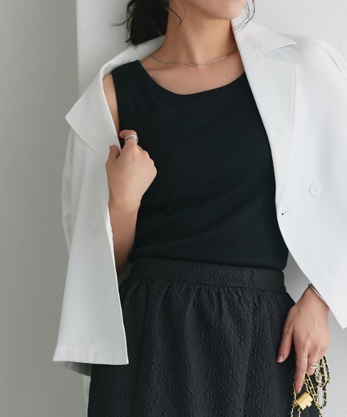 Pierrot（ピエロ）の「カップ付きタンクトップ（インナーウェア/肌着・レディース・オフホワイト/ブラック・S/M/L）」の17枚目の写真