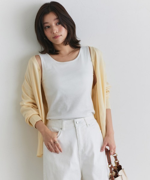 Pierrot（ピエロ）の「カップ付きタンクトップ（インナーウェア/肌着・レディース・オフホワイト/ブラック・S/M/L）」の8枚目の写真