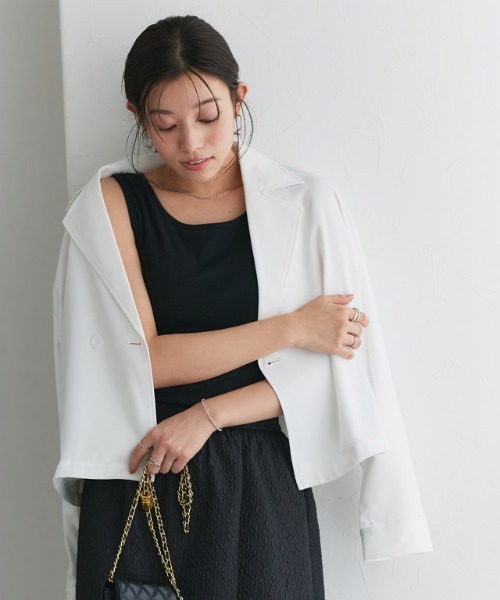 Pierrot（ピエロ）の「カップ付きタンクトップ（インナーウェア/肌着・レディース・オフホワイト/ブラック・S/M/L）」の18枚目の写真