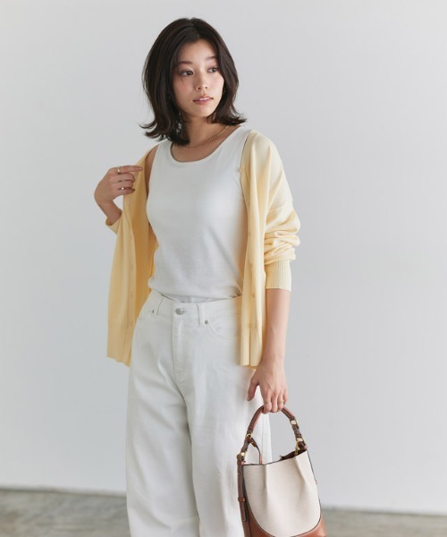 Pierrot（ピエロ）の「カップ付きタンクトップ（インナーウェア/肌着・レディース・オフホワイト/ブラック・S/M/L）」の6枚目の写真