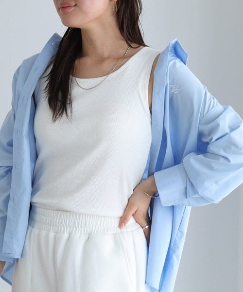 Pierrot（ピエロ）の「カップ付きタンクトップ（インナーウェア/肌着・レディース・オフホワイト/ブラック・S/M/L）」の12枚目の写真