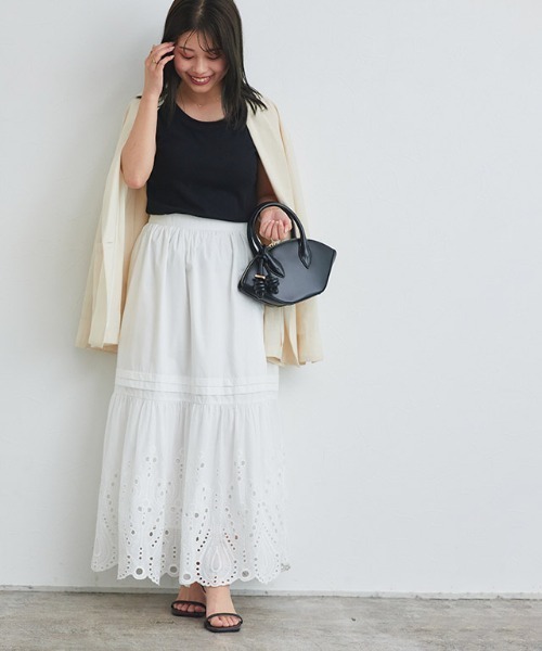 Pierrot（ピエロ）の「カップ付きタンクトップ（インナーウェア/肌着・レディース・オフホワイト/ブラック・S/M/L）」の15枚目の写真