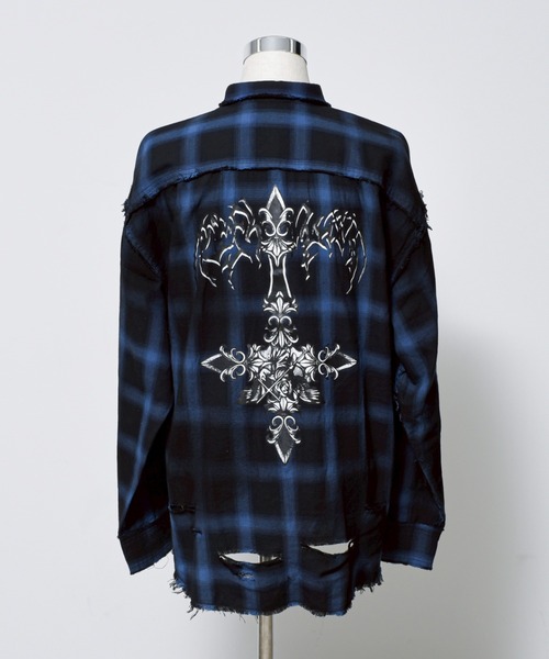 REFLEM/レフレム』バックプリント加工チェックシャツ（シャツ