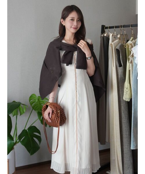 LAGUNAMOON（ラグナムーン）の「2WAYスリーブシアージャケット（テーラードジャケット・レディース・ダークブラウン/アイボリー・FREE）」の7枚目の写真