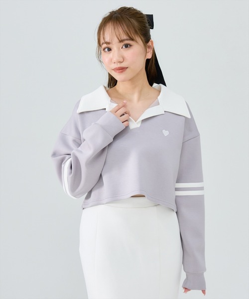 REDYAZEL(レディアゼル)の「ハート刺繍ラガートップス(Tシャツ/カットソー・レディース・ライトグレー/グレー/ブルー・FREE)」の7枚目の写真