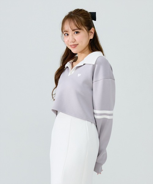 REDYAZEL(レディアゼル)の「ハート刺繍ラガートップス(Tシャツ/カットソー・レディース・ライトグレー/グレー/ブルー・FREE)」の9枚目の写真