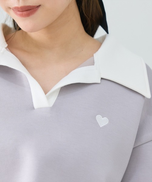 REDYAZEL(レディアゼル)の「ハート刺繍ラガートップス(Tシャツ/カットソー・レディース・ライトグレー/グレー/ブルー・FREE)」の12枚目の写真
