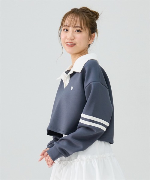 REDYAZEL(レディアゼル)の「ハート刺繍ラガートップス(Tシャツ/カットソー・レディース・ライトグレー/グレー/ブルー・FREE)」の15枚目の写真