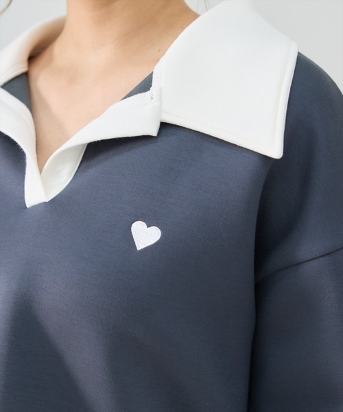 REDYAZEL(レディアゼル)の「ハート刺繍ラガートップス(Tシャツ/カットソー・レディース・ライトグレー/グレー/ブルー・FREE)」の18枚目の写真