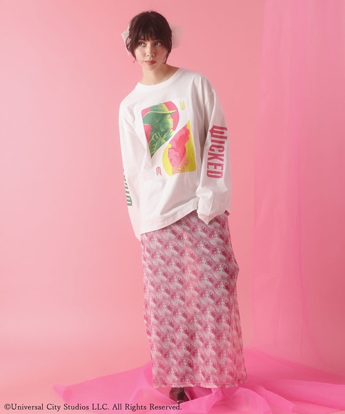 Green　Parks（グリーンパークス）の「■WICKED パターンシアースカート（スカート・レディース・ブラック/ピンク・FREE）」の3枚目の写真