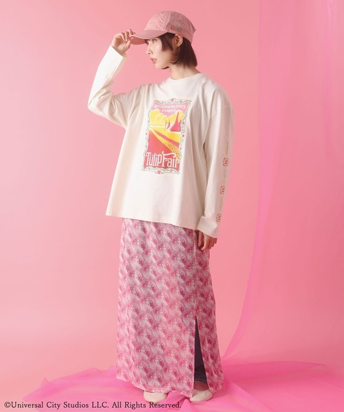 Green　Parks（グリーンパークス）の「■WICKED パターンシアースカート（スカート・レディース・ブラック/ピンク・FREE）」の4枚目の写真