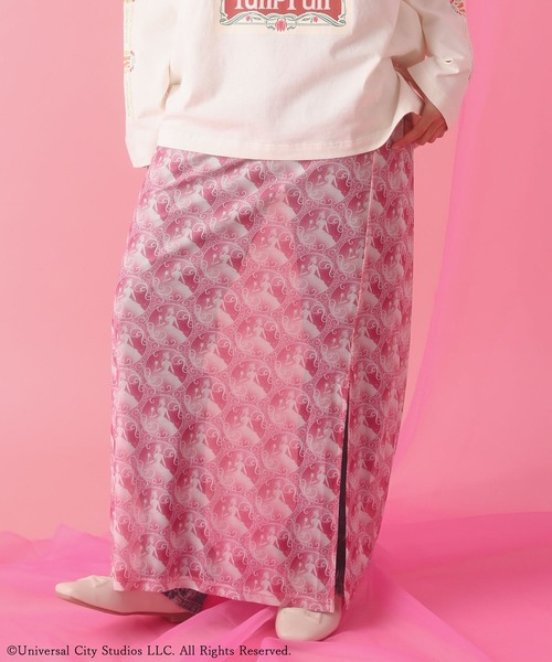 Green　Parks（グリーンパークス）の「■WICKED パターンシアースカート（スカート・レディース・ブラック/ピンク・FREE）」の5枚目の写真