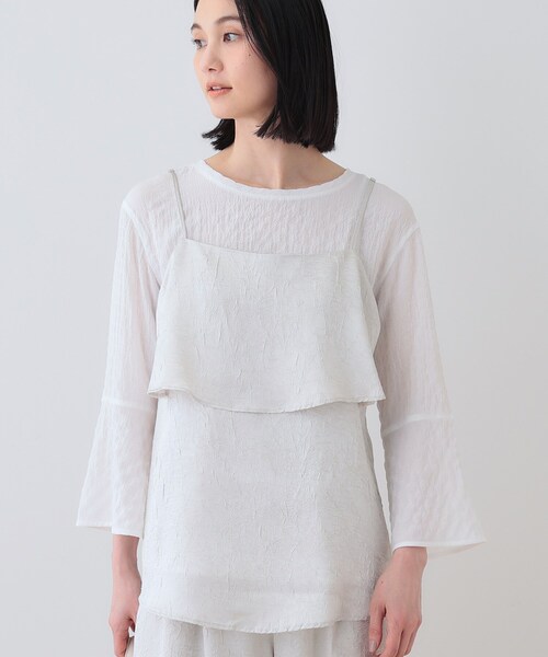 INDIVI(インディヴィ)の「【2点セット/洗える】カセット服 キャミ&ブラウス セットトップス(その他トップス・レディース・アイボリー/ブラック/オリーブ・05/13/15 /34/38)」の2枚目の写真