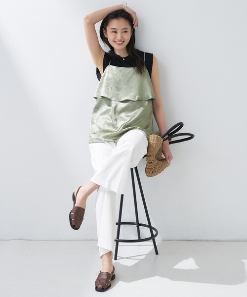 INDIVI(インディヴィ)の「【2点セット/洗える】カセット服 キャミ&ブラウス セットトップス(その他トップス・レディース・アイボリー/ブラック/オリーブ・05/13/15 /34/38)」の4枚目の写真