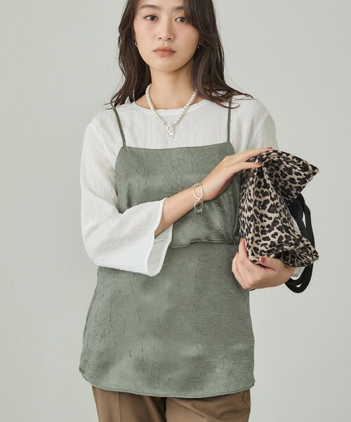INDIVI(インディヴィ)の「【2点セット/洗える】カセット服 キャミ&ブラウス セットトップス(その他トップス・レディース・アイボリー/ブラック/オリーブ・05/13/15 /34/38)」の6枚目の写真