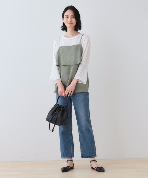 INDIVI(インディヴィ)の「【2点セット/洗える】カセット服 キャミ&ブラウス セットトップス(その他トップス・レディース・アイボリー/ブラック/オリーブ・05/13/15 /34/38)」の11枚目の写真