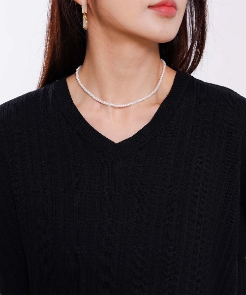 Forcement(フォースメント)の「半袖リブニットセットアップ(セットアップ・レディース・ベージュ/ブラック・ONESIZE)」の17枚目の写真