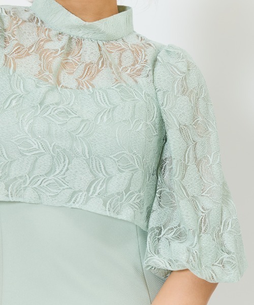 オートクチュール　エレガントでレリーフのような立体レースドレス 3枚仕立てフレア オートクチュール エレガントでレリーフのような立体レース