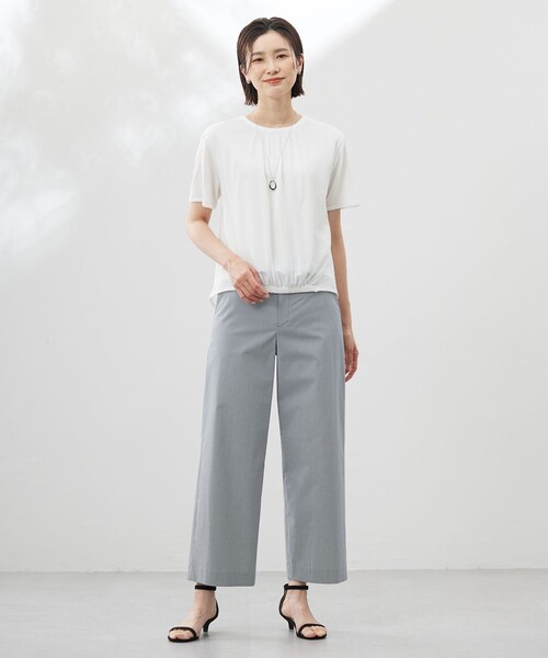 J.PRESS(ジェイプレス)の「【洗える】ミラノ風天竺シアー カットソー(Tシャツ/カットソー・レディース・ベージュ系/サックスブルー系/ネイビー系/ホワイト系・T13/T15)」の7枚目の写真