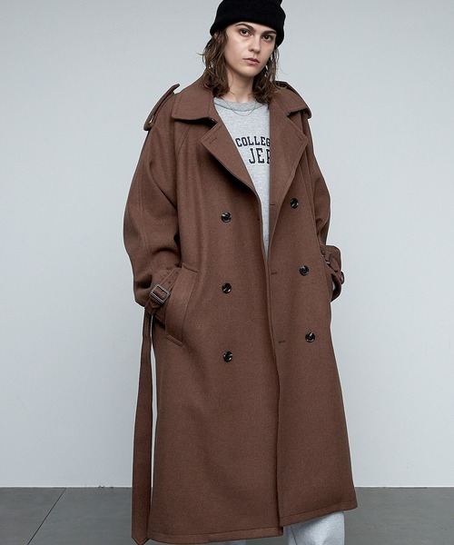 ENDER PRODUCTS（エンダープロダクツ）の「ニットメルトンオーバーサイズヨークダブルトレンチコート/ラグランルーズスリーブ【ENDER PRODUCTS/エンダープロダクツ】（トレンチコート・メンズ・ブラウン・L）」の14枚目の写真