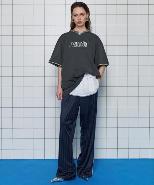 MAISON SPECIAL(メゾンスペシャル)の「Sideline Shadow Stripe Pants/サイドラインシャドーストライプパンツ(その他パンツ・レディース・アイボリー/ネイビー/ピンク・38/36)」の11枚目の写真
