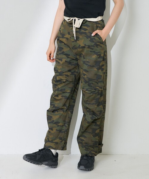 FREAK'S STORE(フリークスストア)の「ワンウォッシュ カモ柄パンツ/迷彩ワイドパンツ/カモ柄ダーツ入りパンツ(その他パンツ・レディース・オリーブ/ベージュ・フリ-)」の16枚目の写真