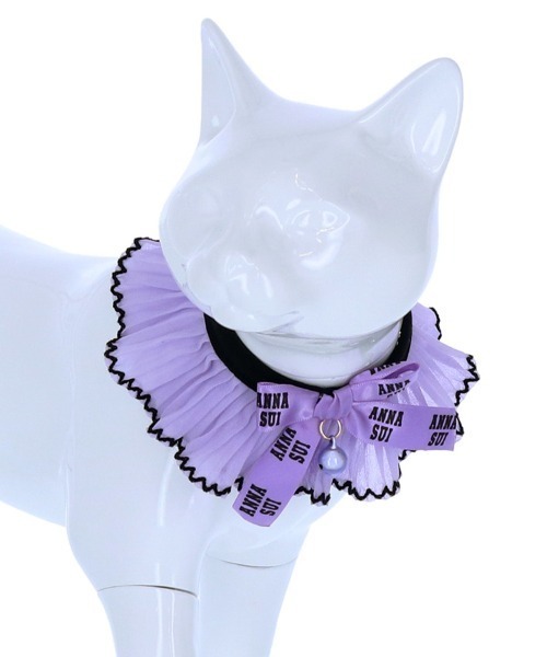 ANNA SUI/猫用リボン付シフォンプリーツシュシュ首輪（リード/ハーネス
