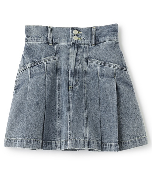 セール】美脚見えデニムプリーツスカート（スカート