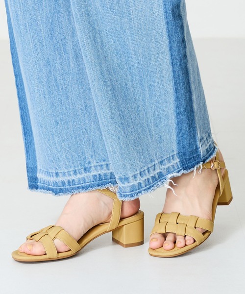 WA ORiental TRaffic(ダブルエーオリエンタルトラフィック)の「編み込みヒールサンダル/52203(サンダル・レディース・ベージュ/グリーン/イエロー・S/LL/L/M/SS/3L)」の3枚目の写真