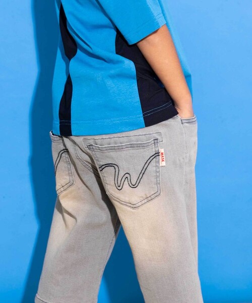 WASK(ワスク)の「6分丈合皮タグストレッチデニムパンツ(100~160cm)(デニムパンツ・キッズ・ブルー/グレー・140cm/130cm/150cm/160cm)」の18枚目の写真