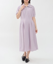 薄紫 ハーフジップ ワンピース ハーフジップ」に該当するワンピース（パープル/紫色系