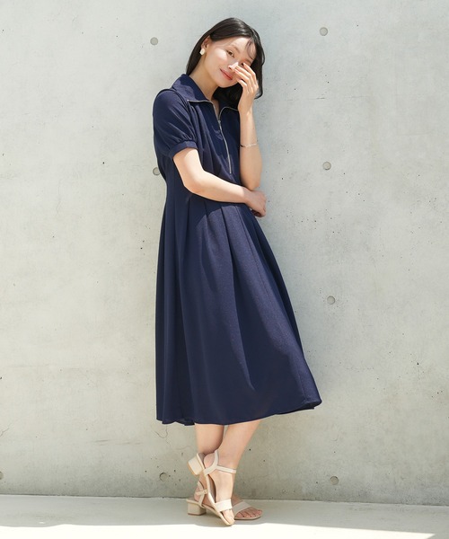 TRUDEA（トルディア）の「ハーフZIPワンピース（ワンピース・レディース・チャコールグレー/ネイビー/ラベンダー・MEDIUM）」の9枚目の写真