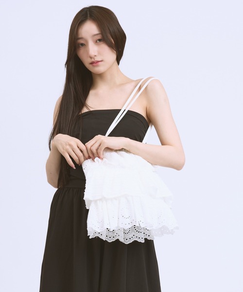 CeLess(セレス)の「Frill Lace Tiered Tote Bag / フリルレースティアードトートバック(トートバッグ・レディース・ホワイト/ブラック・FREE)」の19枚目の写真