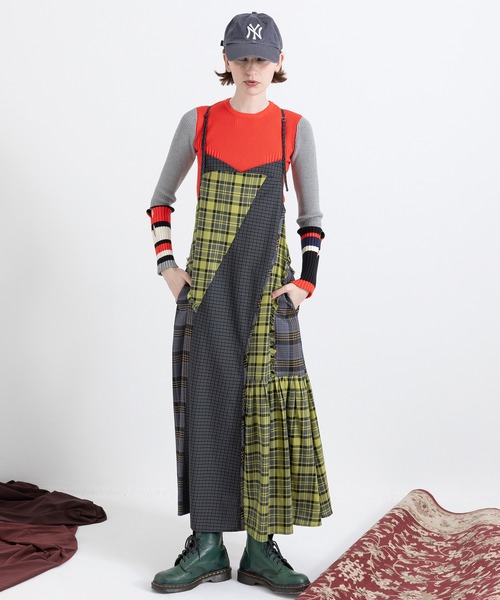AULA AILA（アウラアイラ）の「チェッカードジャンパースカート（ワンピース・レディース・イエロー×グリーン/ブラック/グリーン・0）」の16枚目の写真