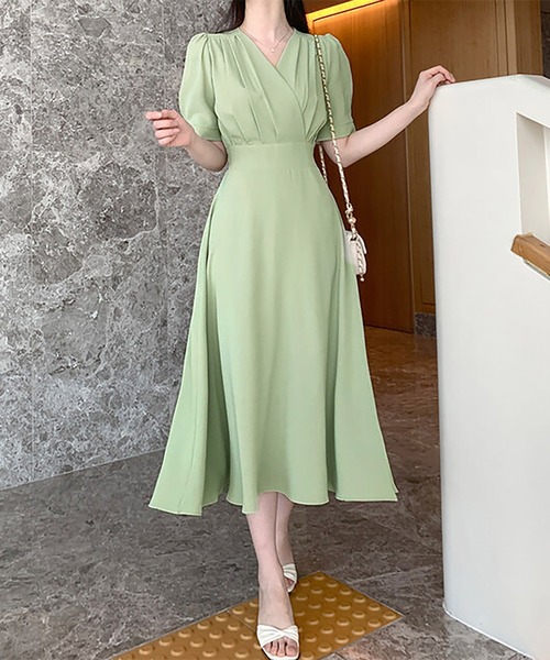 専用♡アメリカ ふんわりボリュームフレアワンピースプレゼント♡定価7万 フィットフレアボンディングワンピース – ADMORE