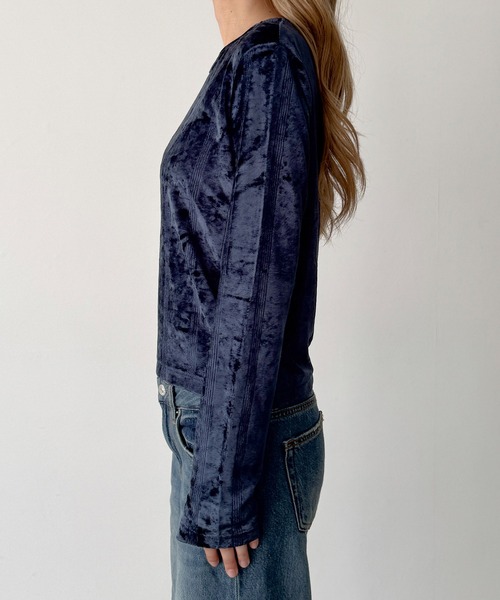 CANAL JEAN(キャナルジーン)の「Miller ベロアパネルリブロングスリーブTee(Tシャツ/カットソー・レディース・ネイビー/アイボリー・ONE SIZE)」の10枚目の写真
