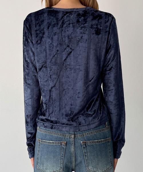 CANAL JEAN(キャナルジーン)の「Miller ベロアパネルリブロングスリーブTee(Tシャツ/カットソー・レディース・ネイビー/アイボリー・ONE SIZE)」の11枚目の写真