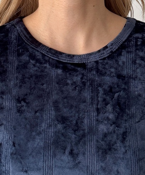 CANAL JEAN(キャナルジーン)の「Miller ベロアパネルリブロングスリーブTee(Tシャツ/カットソー・レディース・ネイビー/アイボリー・ONE SIZE)」の12枚目の写真