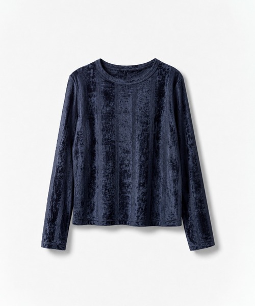 CANAL JEAN(キャナルジーン)の「Miller ベロアパネルリブロングスリーブTee(Tシャツ/カットソー・レディース・ネイビー/アイボリー・ONE SIZE)」の3枚目の写真