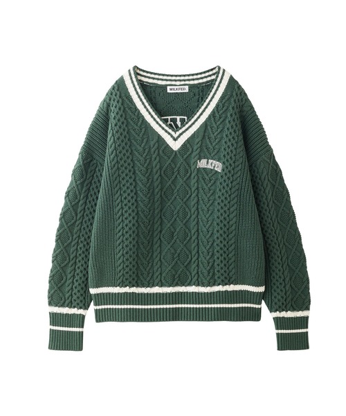 ニット セーター MILKFED. PATCH V-NECK KNIT レディース MILKFED. PATCH V-NECK KNIT（ニット/セーター）｜MILKFED