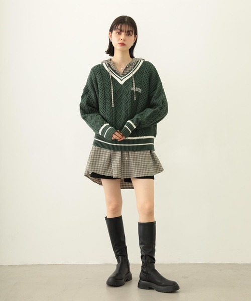 ニット セーター MILKFED. PATCH V-NECK KNIT レディース MILKFED. PATCH V-NECK KNIT（ニット/セーター）｜MILKFED