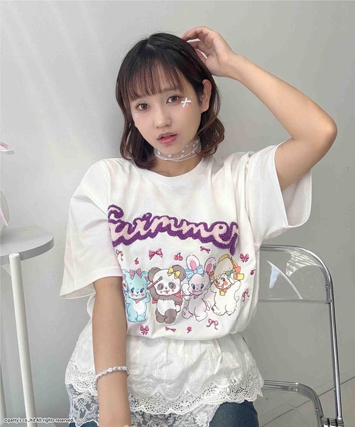 AS KNOW AS plus(アズノゥアズプラス)の「●アクリルキーホルダー付き SWIMMER 半袖Tシャツ【SWIMMER/スイマー】(Tシャツ/カットソー・レディース・オフホワイト/オートミール/スミクロ/サックスブルー/ホワイト系/グレー系/アイボリー系/ネイビー系/ホワイト系その他/サックスブルー系・FREE)」の3枚目の写真