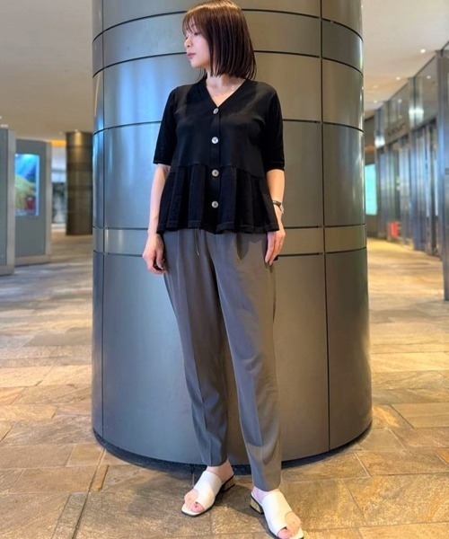 シアーコンビペプラムカーディガン セール】◇シアーコンビペプラムカーディガン（カーディガン