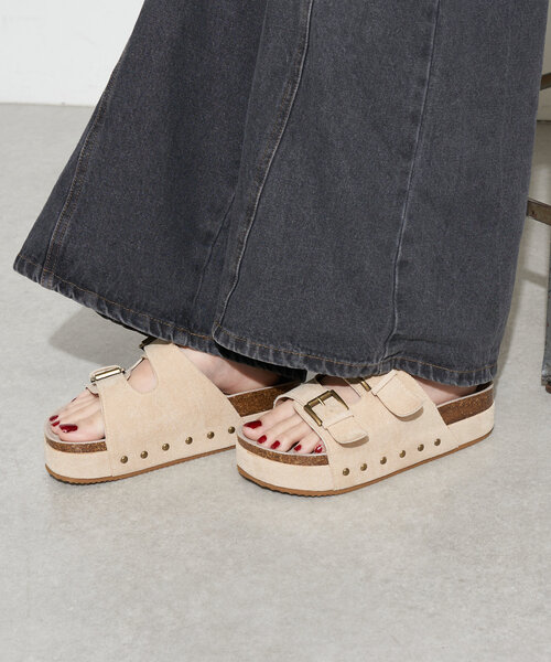 CIAOPANIC（チャオパニック）の「スタッズ厚底ベルトサンダル（サンダル・レディース・ピンク/ベージュ/ブラック/ブラウン・39/38/37/36）」の7枚目の写真