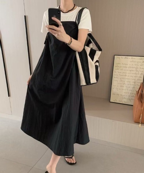 gossip！ロサンゼルス（ゴシップロサンゼルス）の「サイドギャザーキャミソールワンピース（ワンピース・レディース・ブラック/グレイッシュベージュ/オフホワイト/グレー・FREE）」の7枚目の写真