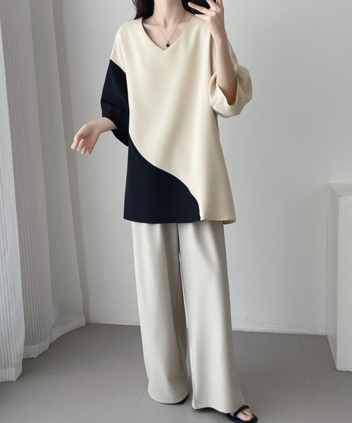 ABITOKYO（アビトーキョー）の「バイカラーバルーン袖ブラウス（シャツ/ブラウス・レディース・ベージュ/ブラック・M/L/XL）」の17枚目の写真
