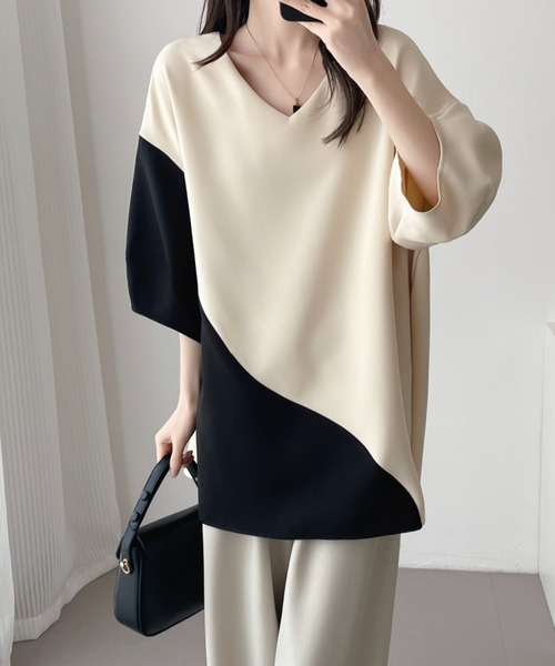 ABITOKYO（アビトーキョー）の「バイカラーバルーン袖ブラウス（シャツ/ブラウス・レディース・ベージュ/ブラック・M/L/XL）」の21枚目の写真