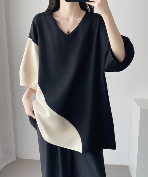 ABITOKYO（アビトーキョー）の「バイカラーバルーン袖ブラウス（シャツ/ブラウス・レディース・ベージュ/ブラック・M/L/XL）」の7枚目の写真